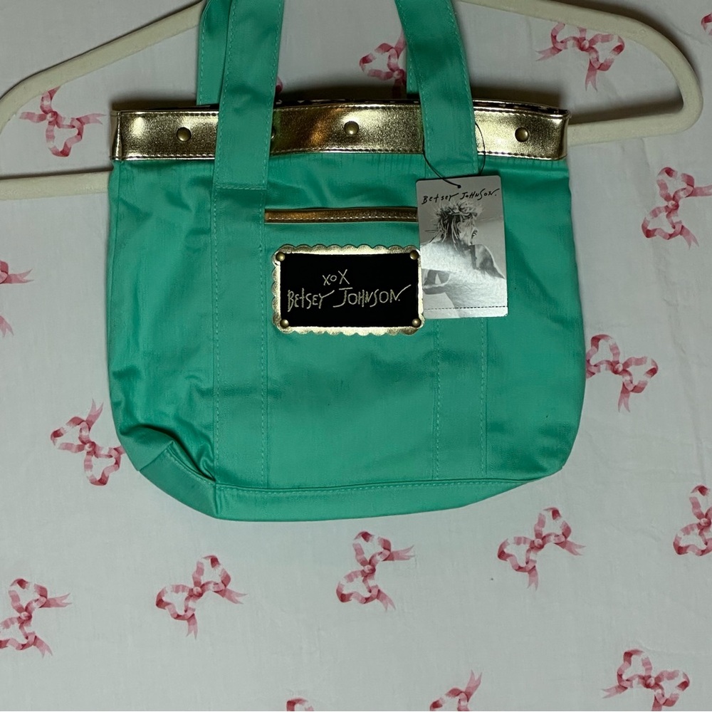 Betsey Johnson Aqua and Gold Tote